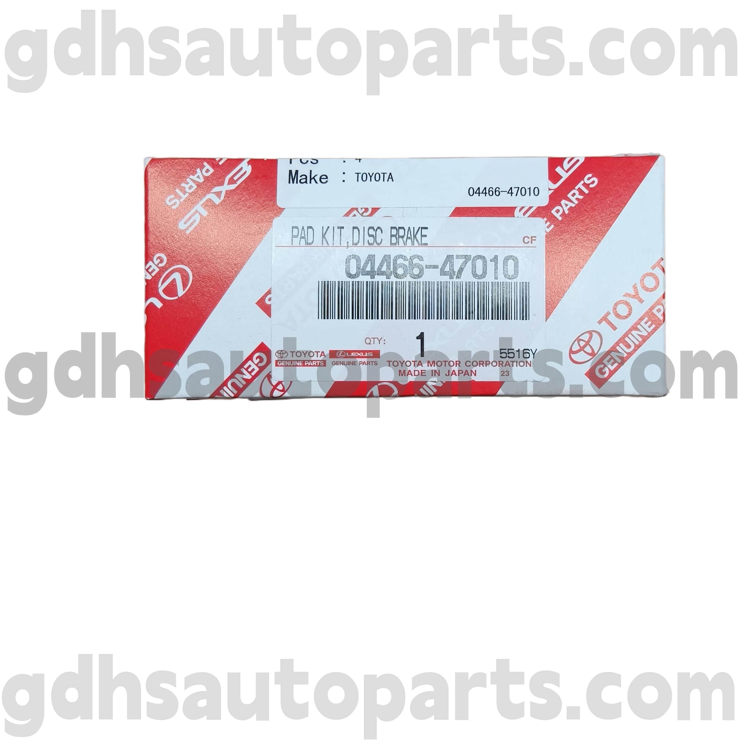 04466-47010 Toyota Genuine Parts Rear Brake Pads for PRIUS, COROLLA (CHINA) Chassis NO. ZZE122 ZRE120