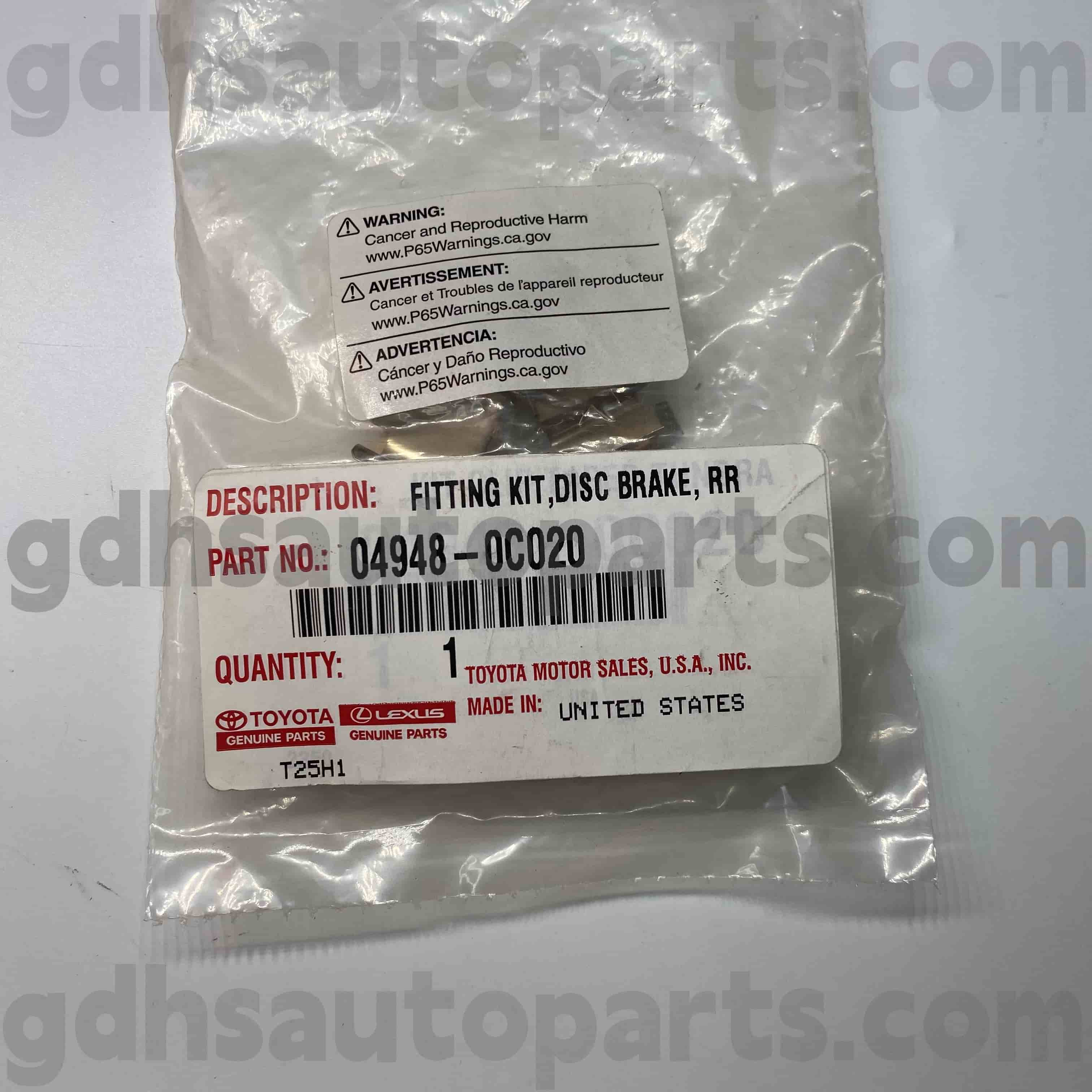04948-0C020 Toyota Genuine Parts Brake pad repair kit for SEQUOIA, TUNDRA Chassis NO. UCK6#